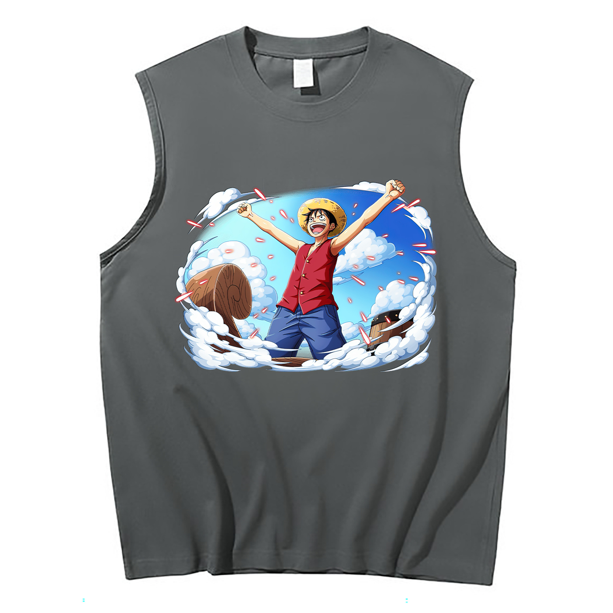 ワンピース モンキー・D・ルフィ ONE PIECE Monkey D. Luffy コットン100％タンクトップ（フロントプリント）